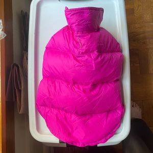 Brand new 32 degree heat hot pink / black puffer reversible pet dog jacket